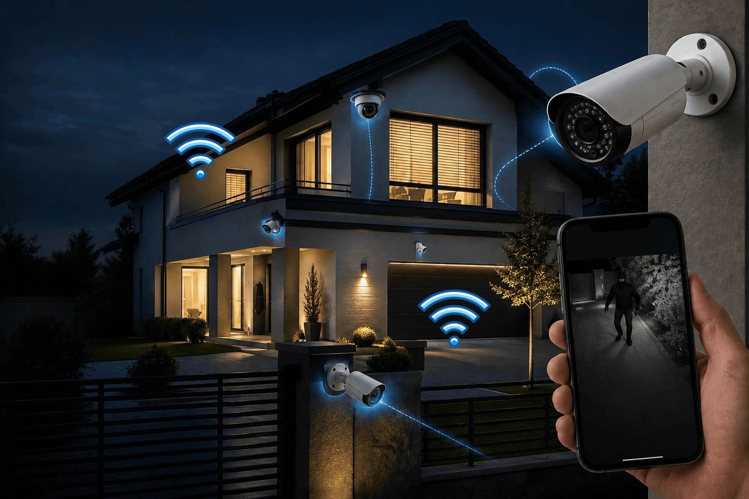 Smart home IP camera security monitoring system with mobile app integration